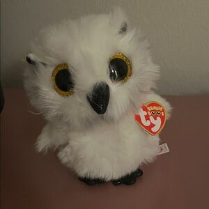 Ty Beanie Boos Snowy Owl Plush with Gold Eye